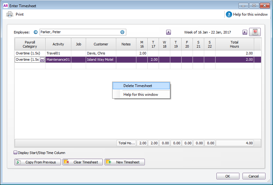 Timesheets MYOB AccountRight MYOB Help Centre